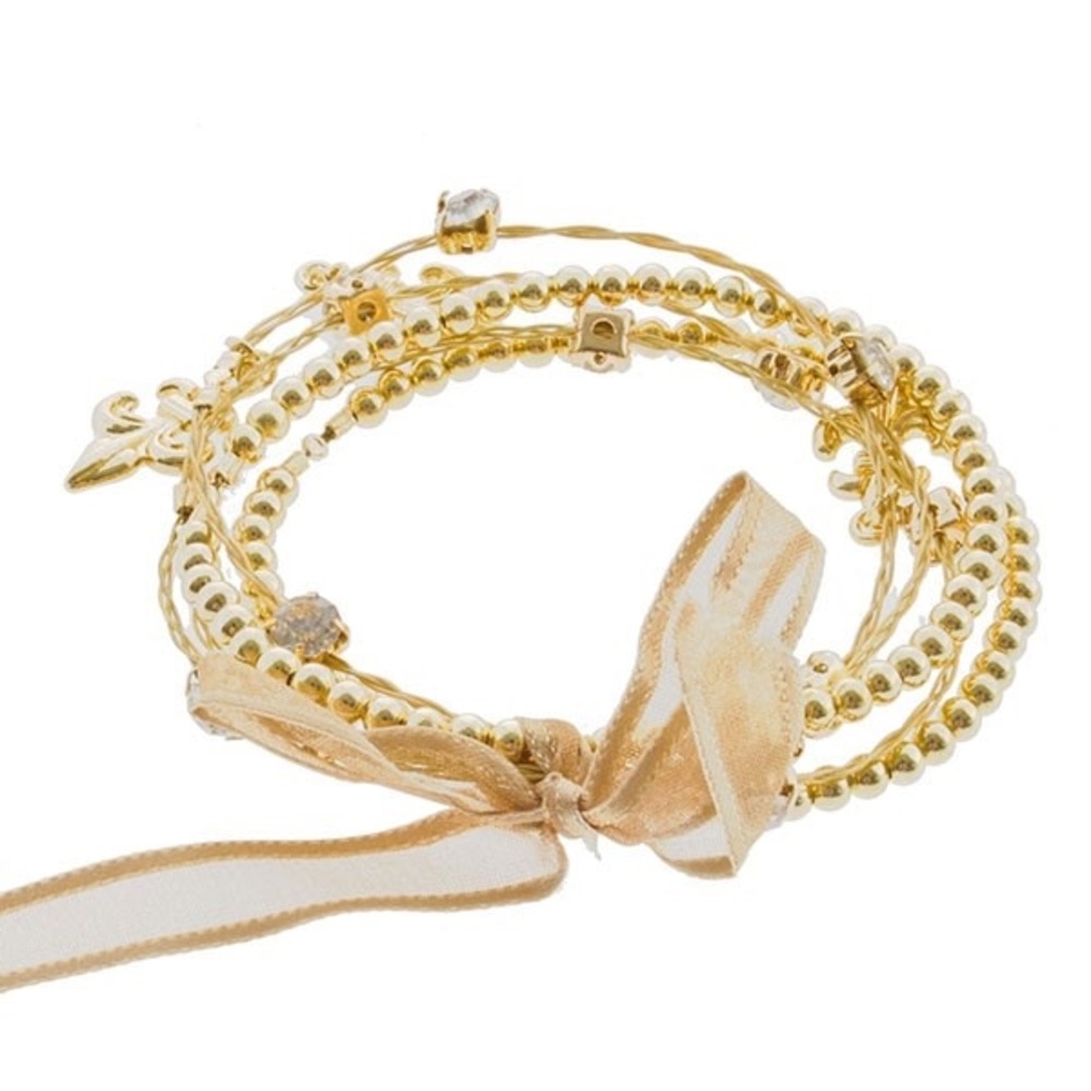 gold Fleur de lis 5 strand bracelet